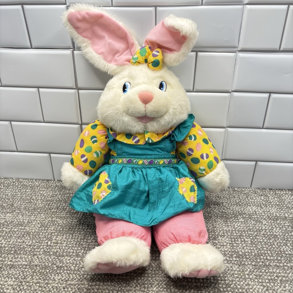 VTG 1993 Nylon Plush Rabbit Easter Egg Decos Bean Silky Nylon Parachute Rare H10